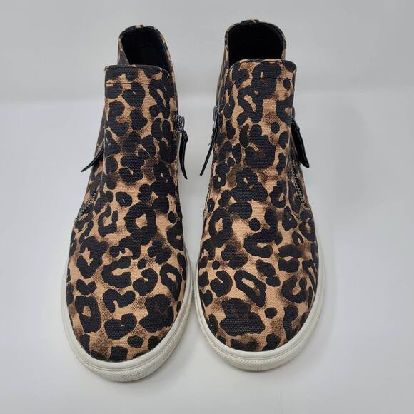 Animal Print Ankle Bootie 9.5 Hidden Wedge Shoes Leopard Sneaker Madden Girl - Picture 6 of 10